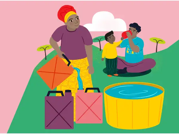 Water for ten families: £350