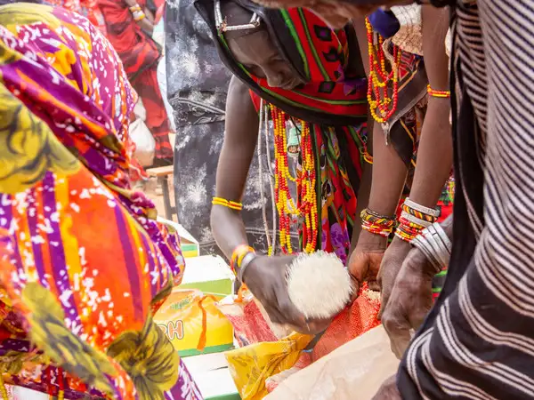 Families collect vital food in Kenya