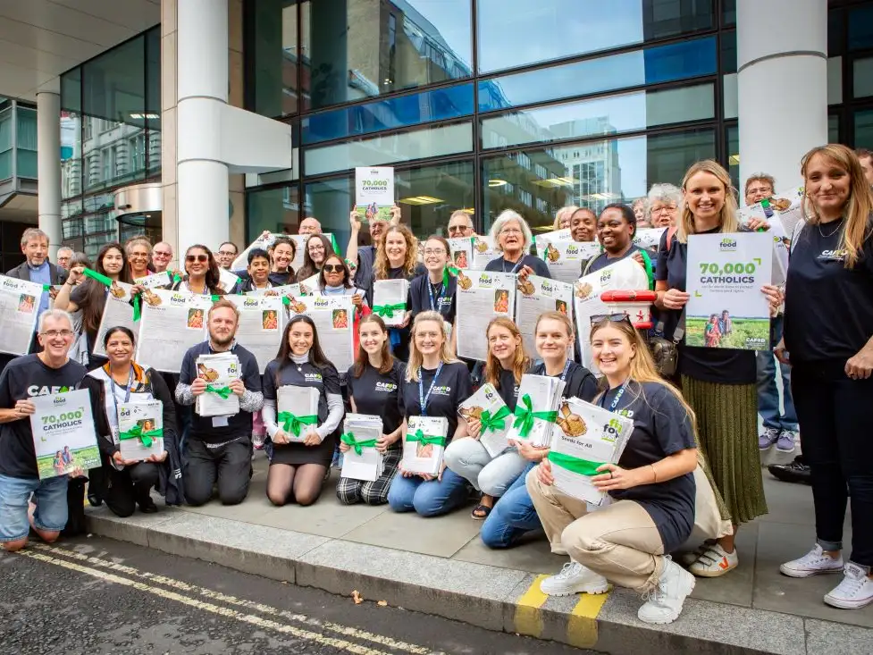 CAFOD campaigners deliver 'Salina's letter' to the World Bank's UK offices