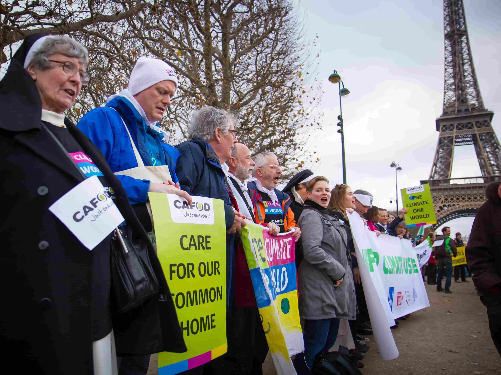 Europe - France - CAFOD supporters protesting in Paris for COP21