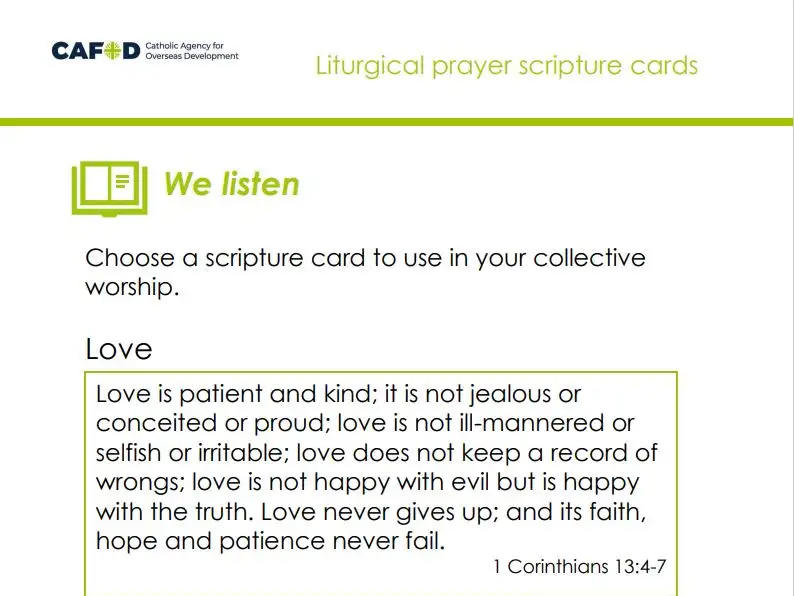 Scripture cards for Celebration of the word