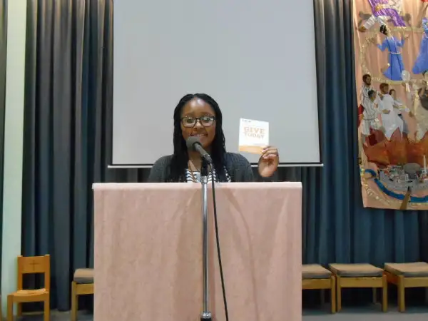 UK - Northampton - volunteer Gwen Fast Day talk