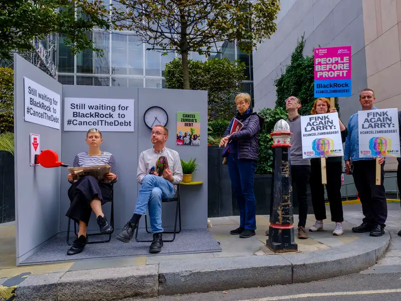 UK - Westminster - Campaigners outside BlackRock HQ calling for Zambia-s debt to be cancelled.jpg