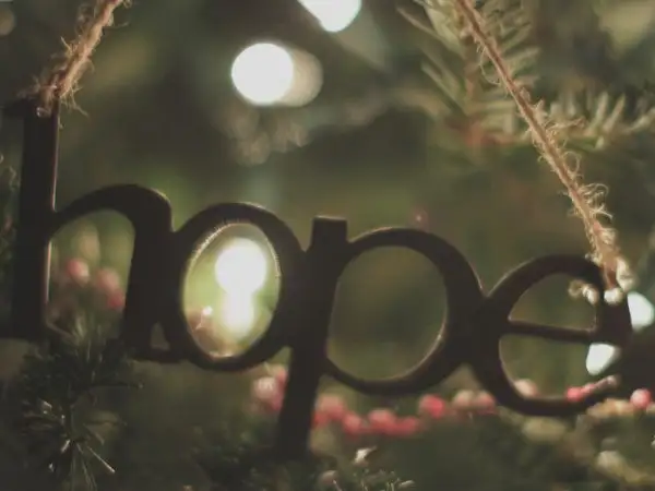Hope ornament on Christmas tree