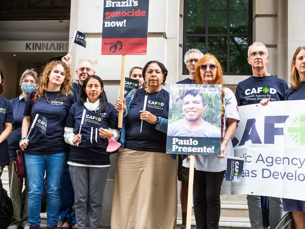 UK - London - 'Marco Temporal' protest outside the Brazilian Embassy