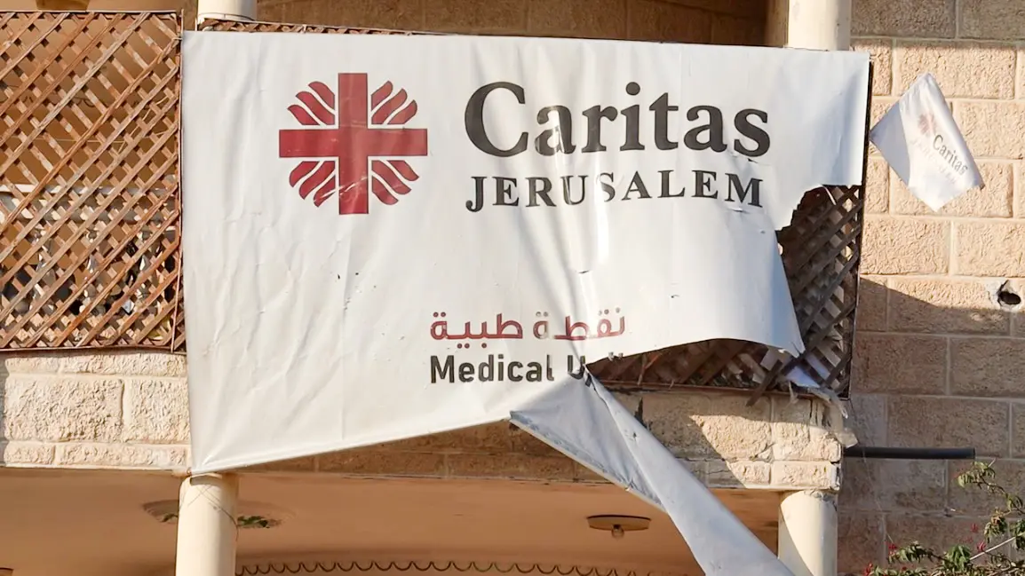 Caritas Jerusalem sign