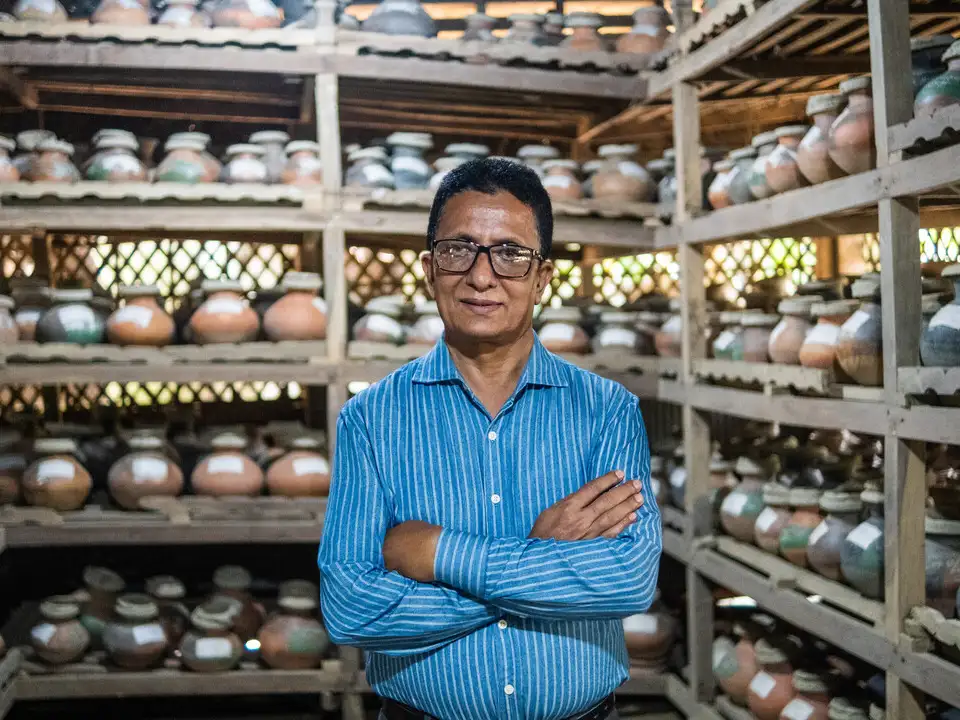 Jony, Director of Ubinig, inside UBINIG's Community Seed Wealth Centre